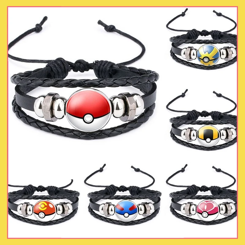 New Pokemon anime character sprite ball time gemstone cowhide DIY bracelet accessories children's gift accessories gifts