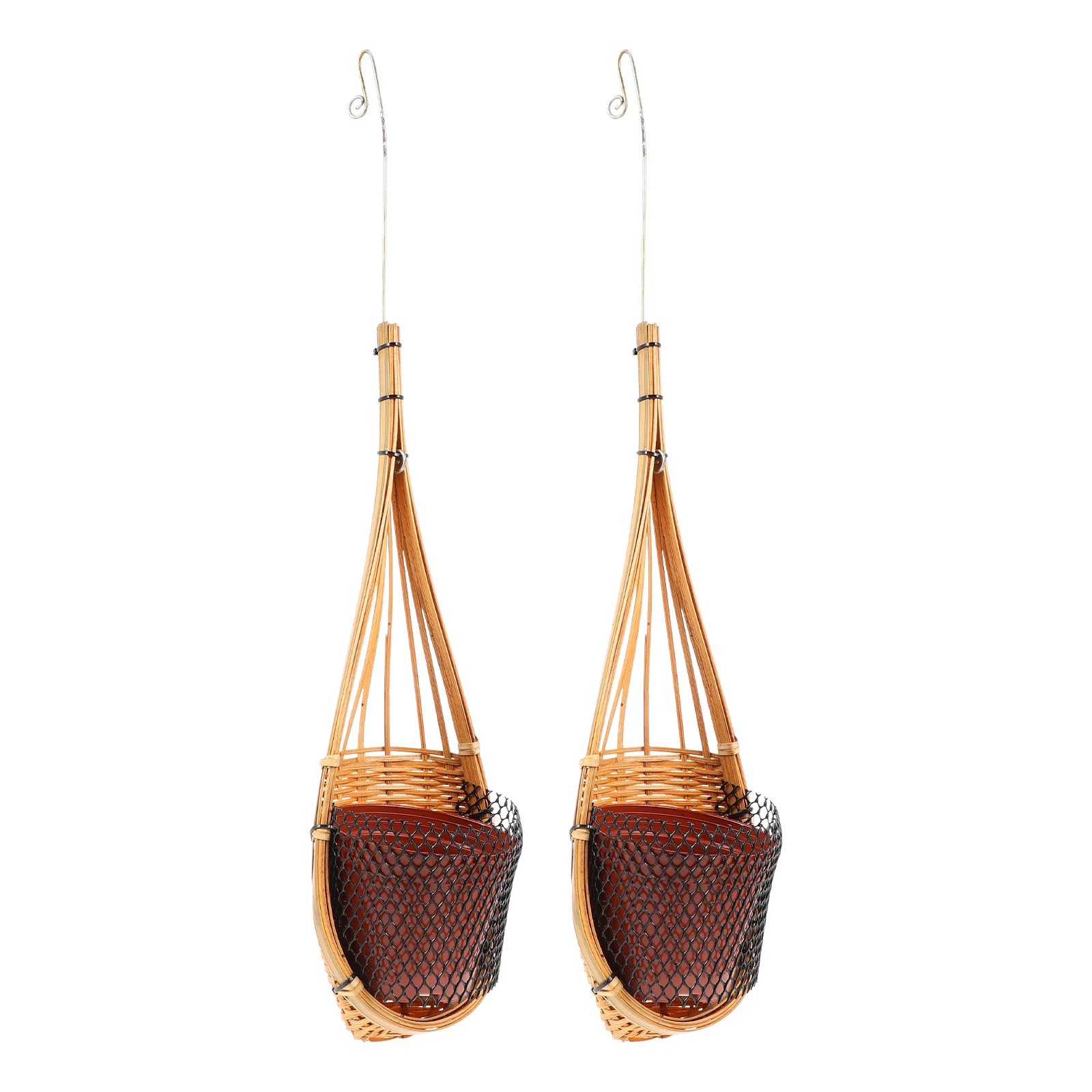 

Bamboo Rattan Wall Hanging Flower Pot Weaving Basket Planters Mounted Pots Durable Retro Home Decor Storage Gardening