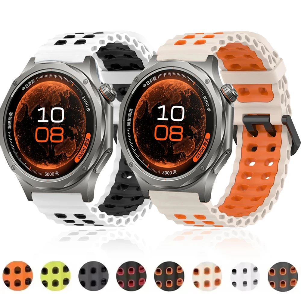 22mm Ocean Silicone Strap for OPPO Watch X3 S Oneplus Watch 4 3 Lite Breathable Bracelet for Huawei Watch GT7/6/5/4/3 Pro 46mm