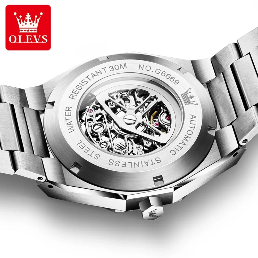 OLEVS 6669 High Quality Luxury Automatic Men's Watches Stainless Steel Original Mechanical Watch for Men Casual Men's Wristwatch