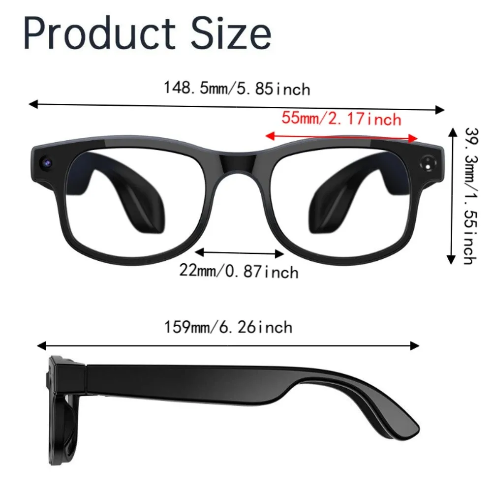 2 in 1 AI Smart Glasses HD Photo Video Voice Real-time Translation Smart AI Glasses Anti-Blue Light Call Translation view 5
