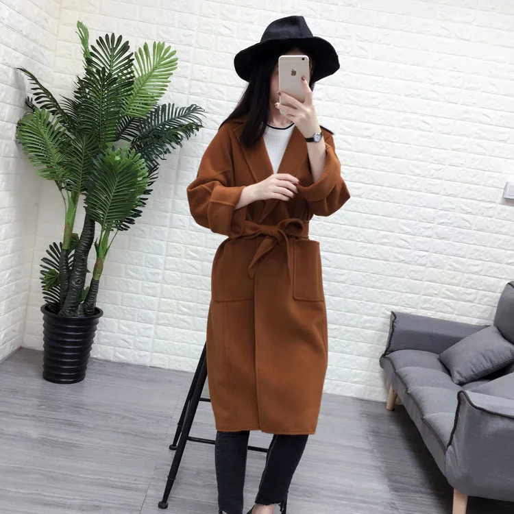 

2023 High-end Cow Goods Happy Ode to the Same Classic Inheritance Autumn and Winter Handmade Double-sided Cashmere Long Coat Wom