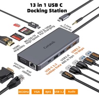 GETATEK USB C Hub 13 in 1 Docking Station USB 3.2 10Gbps  TF/SD Card Headphone Port VGA RJ45 HDMI Adapter for Laptop Macbook