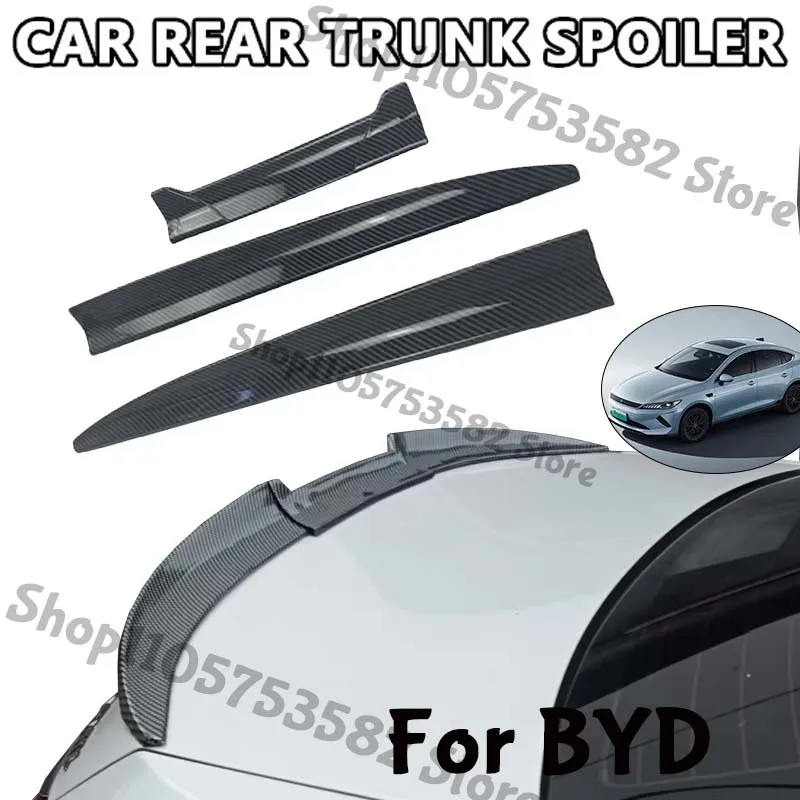 3Pcs DIY Cuttable Rear Trunk Spoiler Roof Wing Matte Black Universal Car Spoiler For BYD Sedan Hatchback Modification