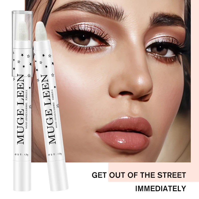 Crease Brightening Aegyo-sal Glitter Eyeshadow Pen Liegender Seidenraupenstift Textmarker Weiß Silber Wasserdichtes Augen-Make-up