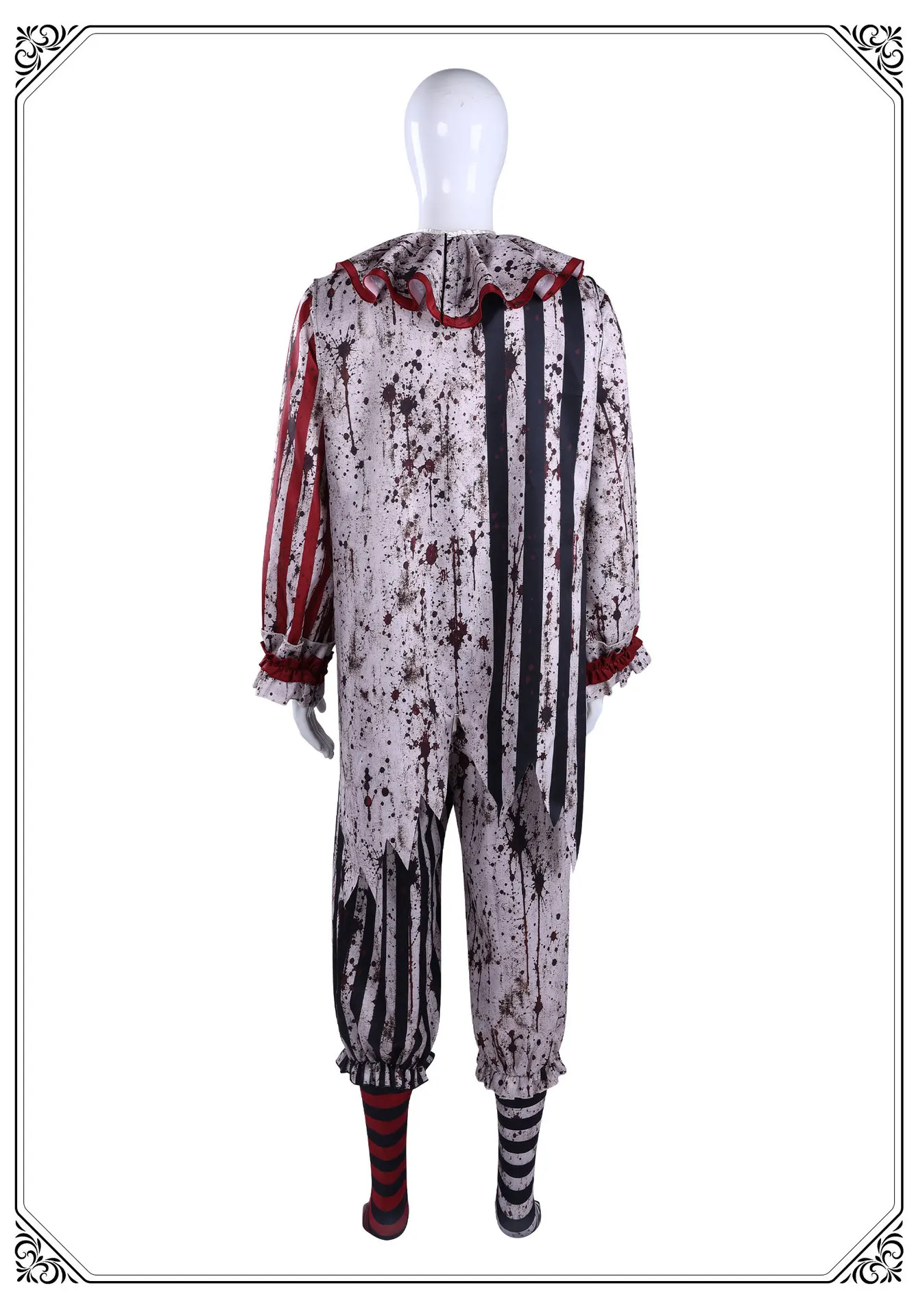 Combinaison Clown Sanglant Femme – Tenue de Cirque Gothique Rayée – photo 7