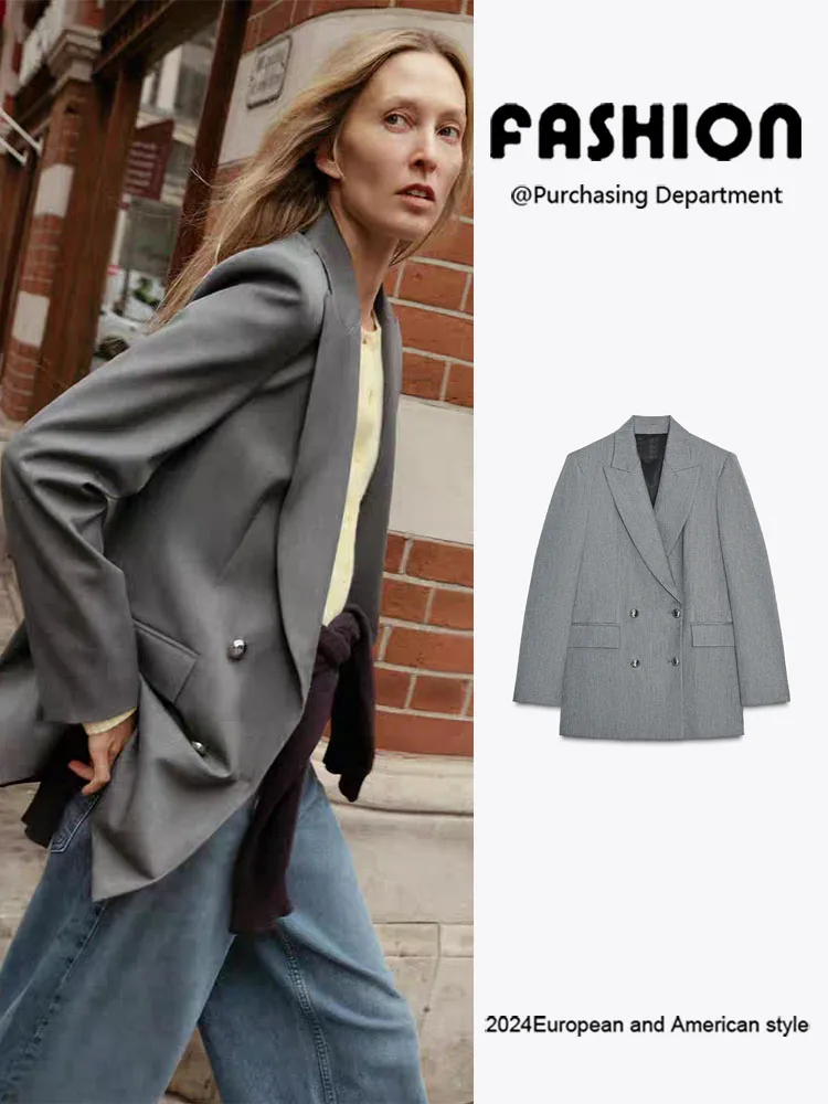 

Новое поступление, осенний женский универсальный двубортный длинный костюм Sve для поездок на работу, джет, этнический сценический костюм