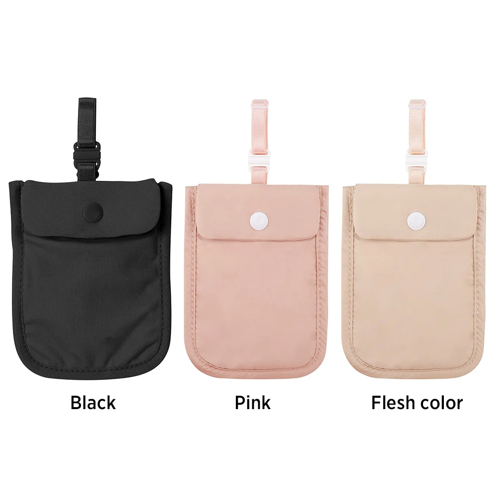 Women Hidden Bra Wallet Solid Color Secret Travel Wallet Flap Clasp Money Belt Pouch Pickpocket Belt for Money Valuables