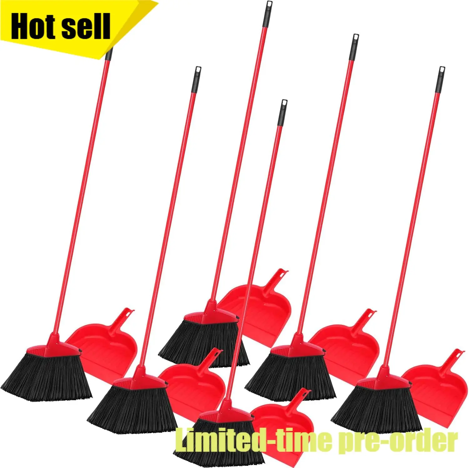 

Красный набор из 6 предметов: метла и совок, 54 дюйма, сверхпрочный, для дома, офиса, кухни, прихожей, коммерческих помещений, магазинов, с угловым совком