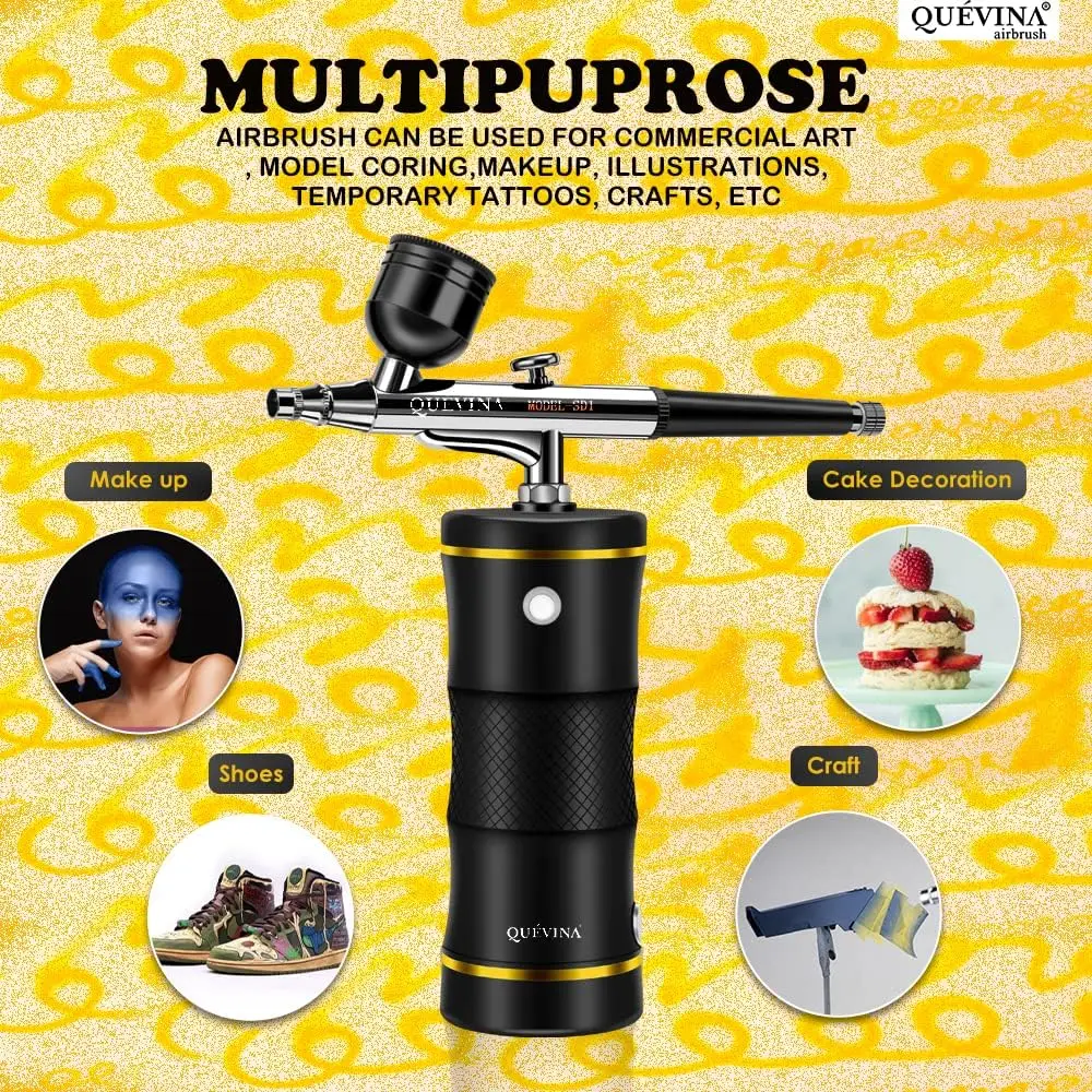 Draadloze airbrushkit met compressor voor make-up, tatoeage, nagelkunst, taartdecoratie en handwerk