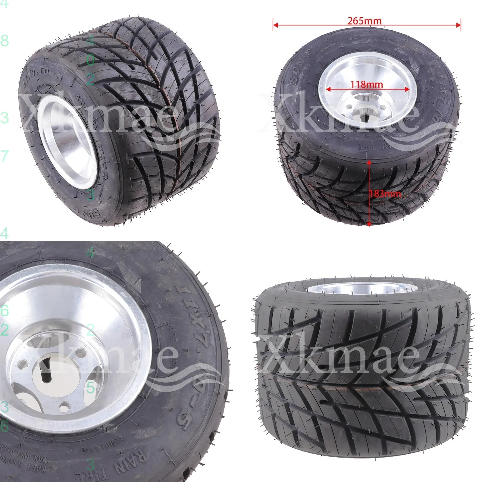 KARTING Wheel Tire Front 10x4.50-5 Rear 11x7.10-5 5 Inch Aluminium Alloy Hub for Go Kart ATV UTV Buggy