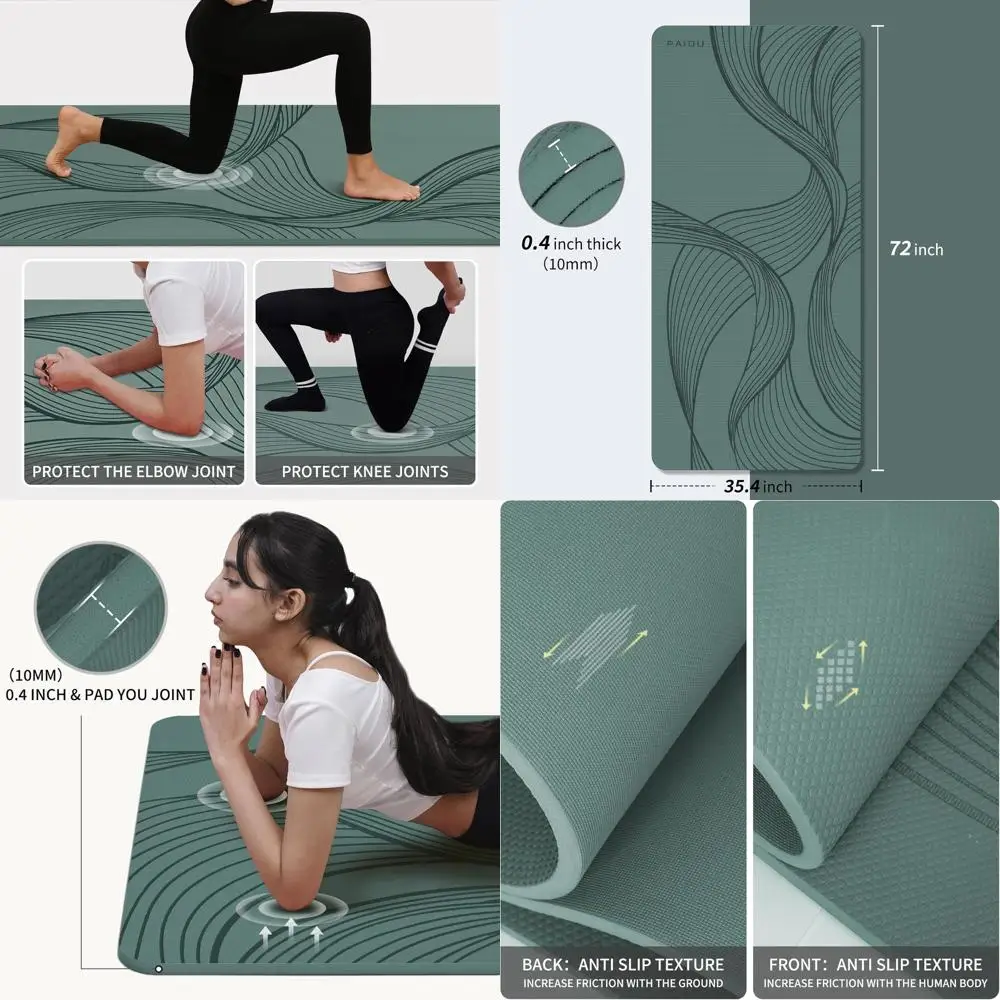 

Extra Wide & Thick Yoga Mat: 72x36 for Enhanced Comfort & Grip - Ideal for Stretching, Yoga, Gym, Home Workouts