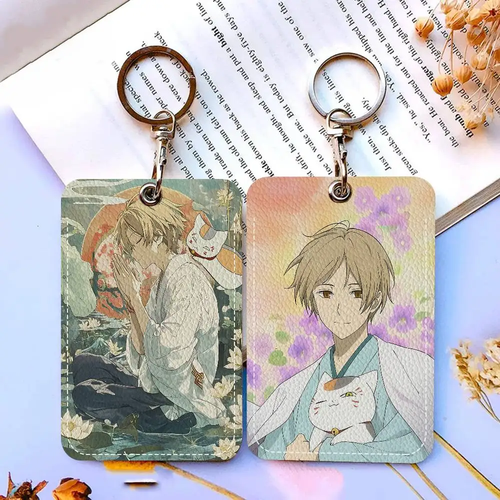 Natsume Yuujinchou Cartoon Badge Holder Keychain for Bank Business Work Card Holder Student Card Protective Case Bus Card