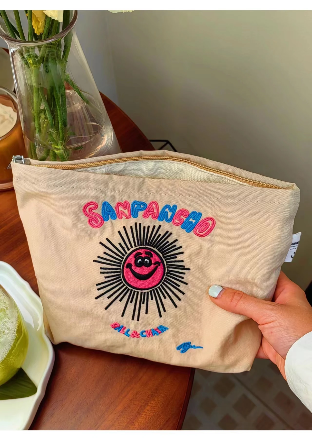 Geborduurde waterdichte make-uptas draagbaar