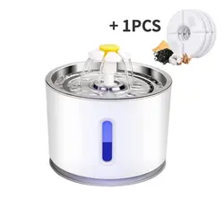 2.4L Pet Water Dispensers Stainless Steel Water Fountain Activated Carbon Filters LED Automatic Feeder Container USB Interface