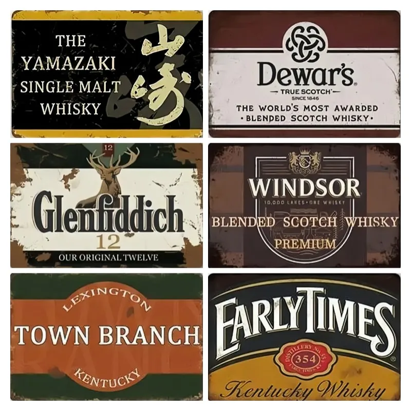Whiskey Plakette Metall Vintage Metallschild Blechschild Dekorative Plakette Pub Club Man Cave Dekor Wanddekoration