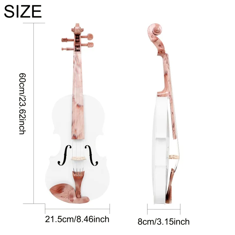 4/4 Handmade Violin,Elegant White & Brown Wood Grain - Ideal for Beginners To Professional Musicians Ideal Gift for Music Lovers
