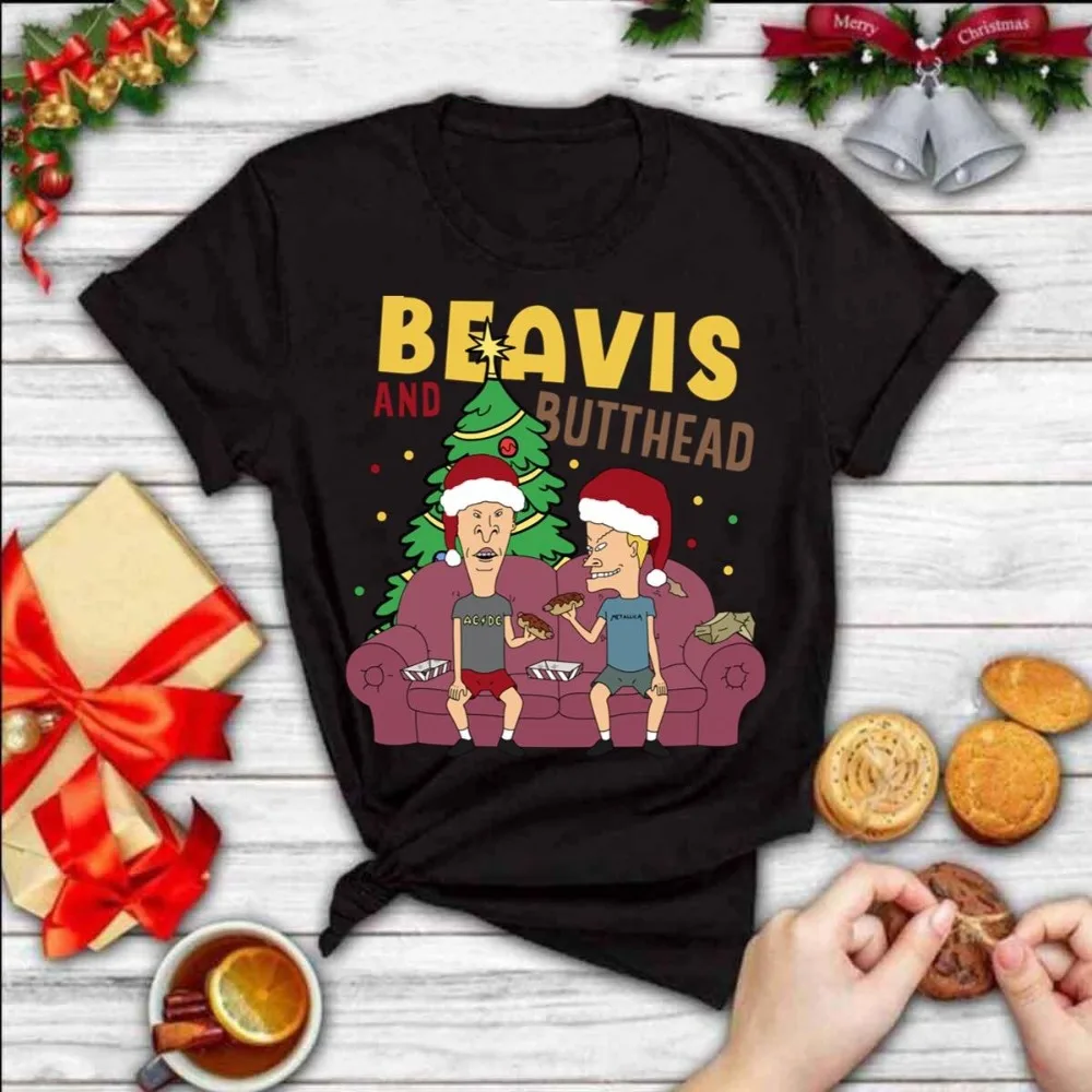

Eating in Christmas Beavis and Butthead Christmas Men Shirt Short-sleeve Funny Christmas Beavis Butthead Unisex Tee Men Clothing