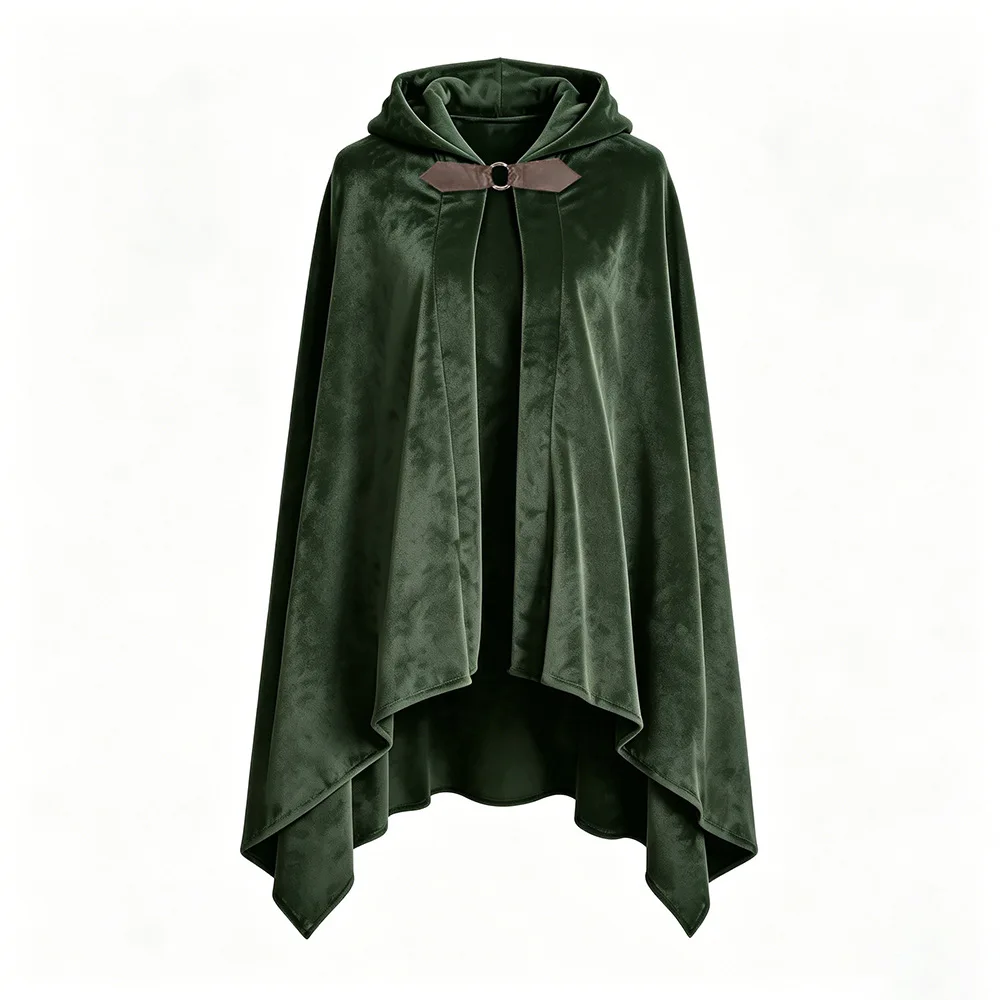 Elfenritter Kurzer Umhang Cosplay Halloween Zauberer Wildledercape Unisex Samtumhang mit Kapuze Renaissance-Kostüm 2026 – Detail 3