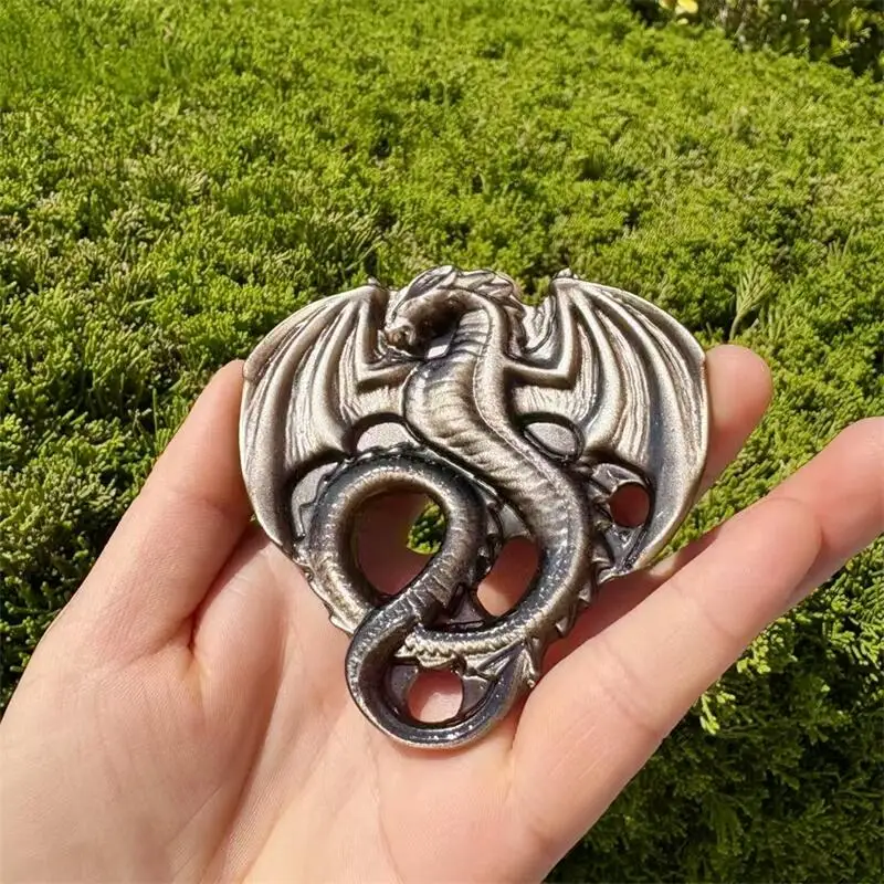 Natural Silver Obsidian Fly Dragon Carving Decoration Healing Crystal Reiki Figurine Quartz Gemstone Ornament Craft Gift 1PCS
