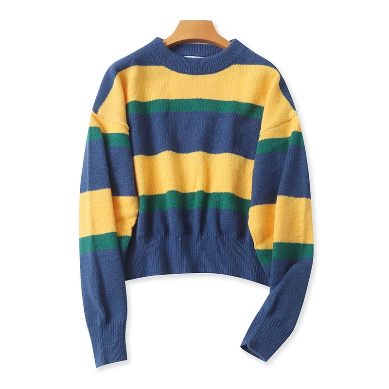 

Warm Knitted Sweater ort Sve Long Sve Striped Slimming Base Layer Top Small Collar Autumn Winter New Sle 2244