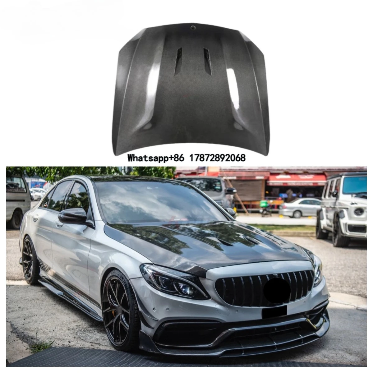 

507 Style Carbon Fiber Engine Bonnet for W205 C Class C300 C43 Coupe 2015-2019 Engine Hood Cover Lid Body Kit