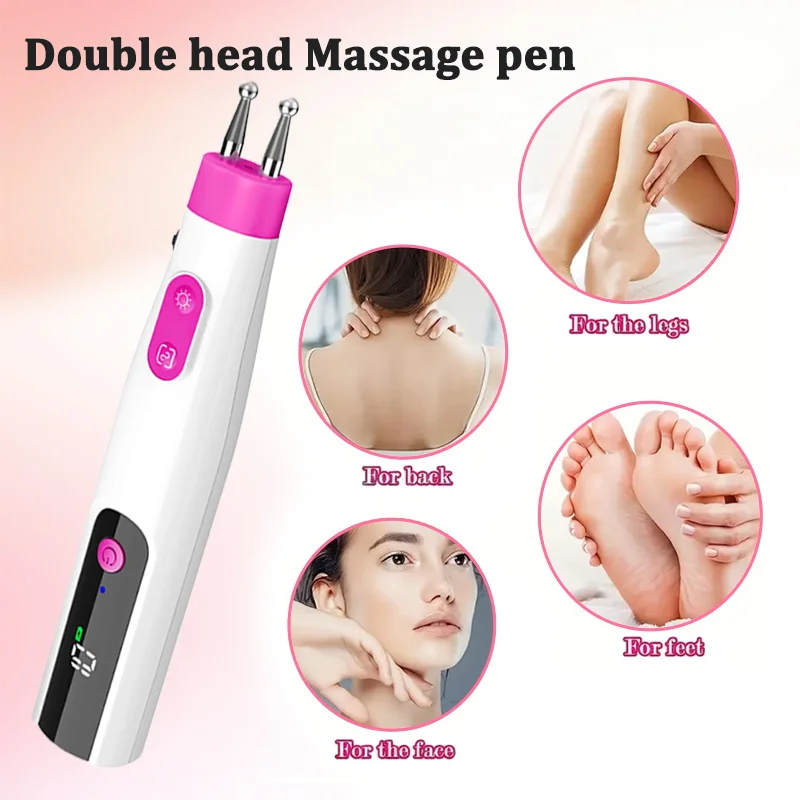 Dual-Head Meridian Pen Rechargeable Electronic Therapy Meridian Massager Portable Acupuncture Pen Energy Acupoint Pressing Pen
