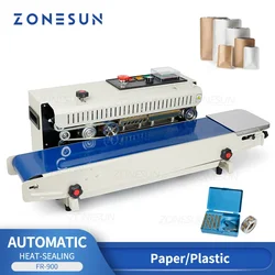 ZONESUN FR-900 Automatic Continuous sealer plastic bag sealing machine aluminum foil package sealing machine food bag sealer