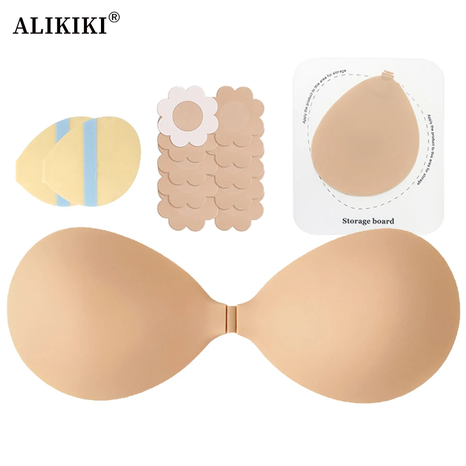 Cleavage Lift Silicone Stick-on Bra Replaceable Adhesive Sticky Bra Push Up Invisible Strapless Backless Underwear