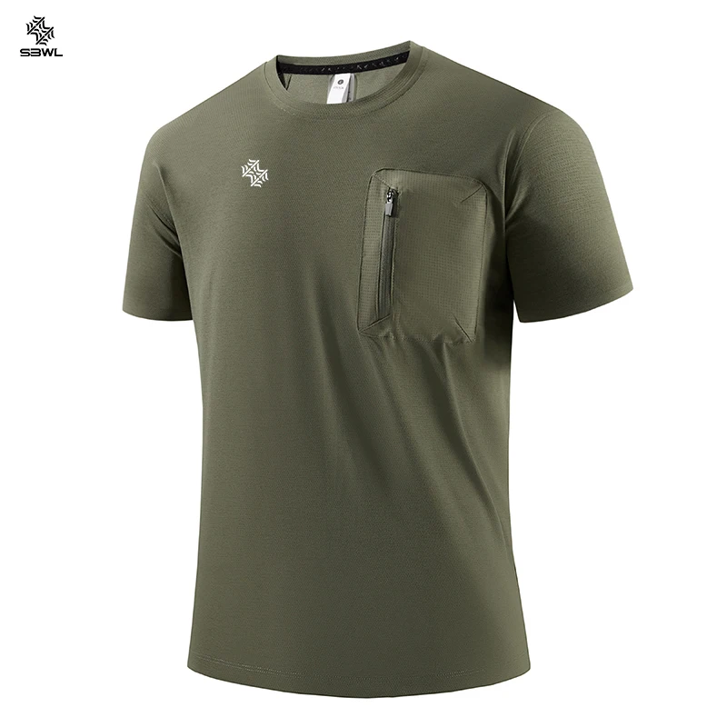 SBWL 2026 Summer men's new high quality outdoor fitness running breathable T-shirt fashion light fast dry short sleeve Tops