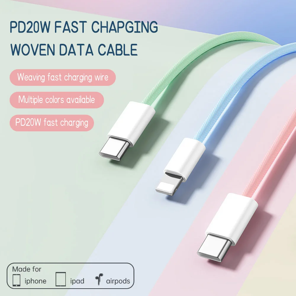 

Woven Fast Charging Cable 20W For Samsung Xiaomi Micro USB Type C Charger Cable Cord Multiple USB C Charging Wire Line