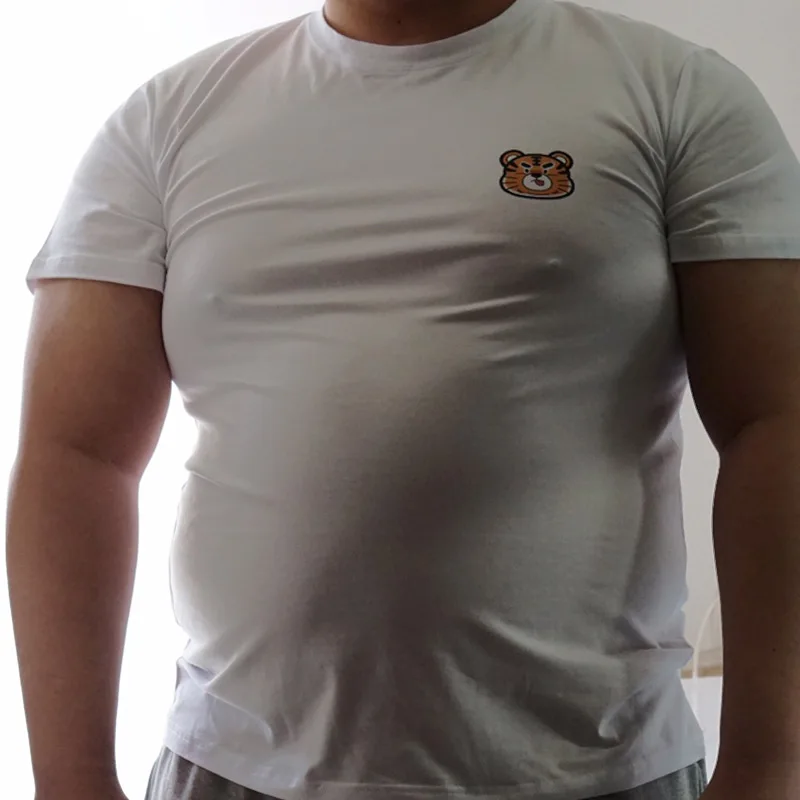 Limited Edition KUMAGORO Men's Cute Tiger T-shirt, Casual Custom Cotton T Shirt, Rag Bear Tops O-neck Short Sleeve Tshirt, M~3XL