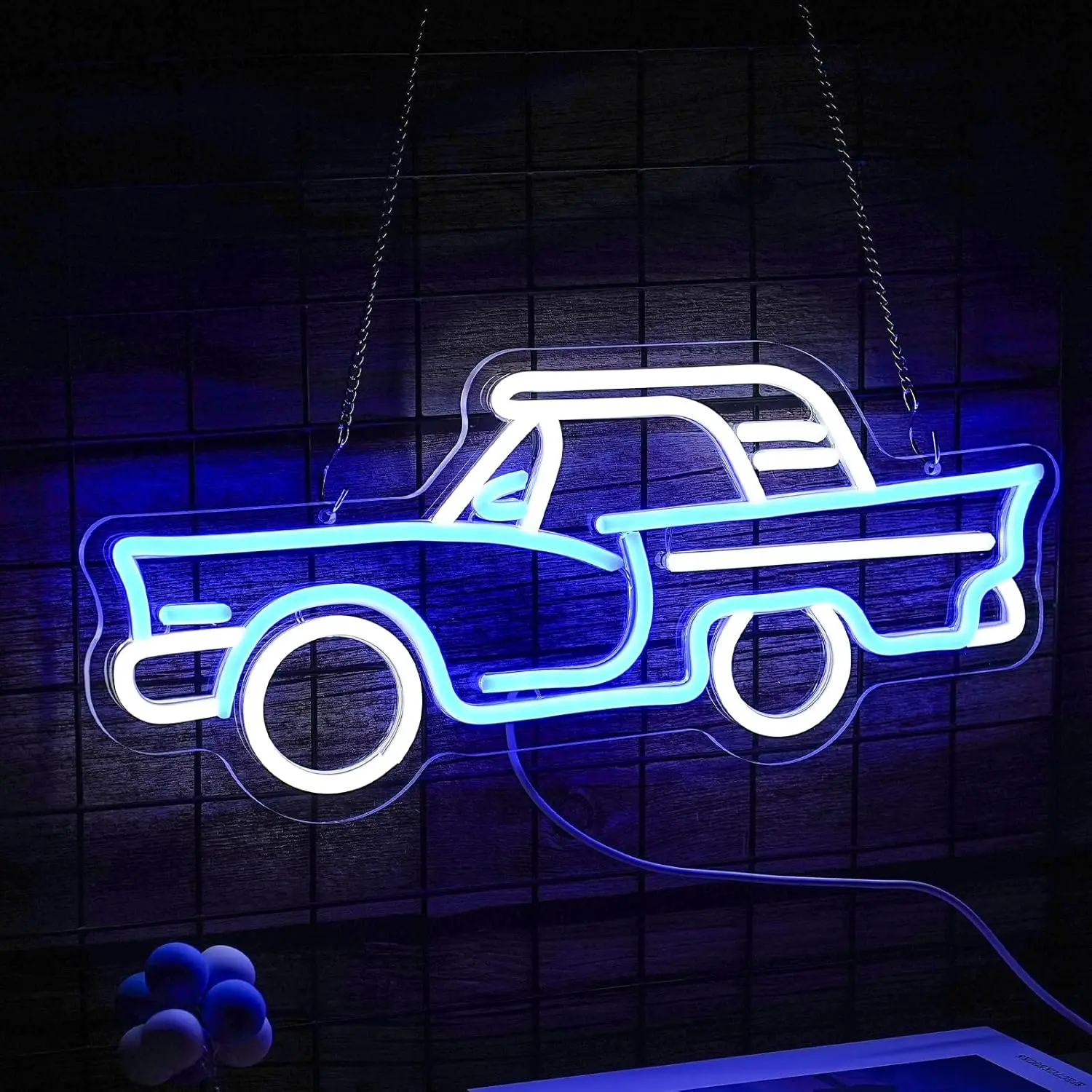 Car LED Neon Sign Golden Yellow White Switch Bedroom Salon Bar Gym Garage Carpark Decor Retro 5/12V USB Powered with Dimmable
