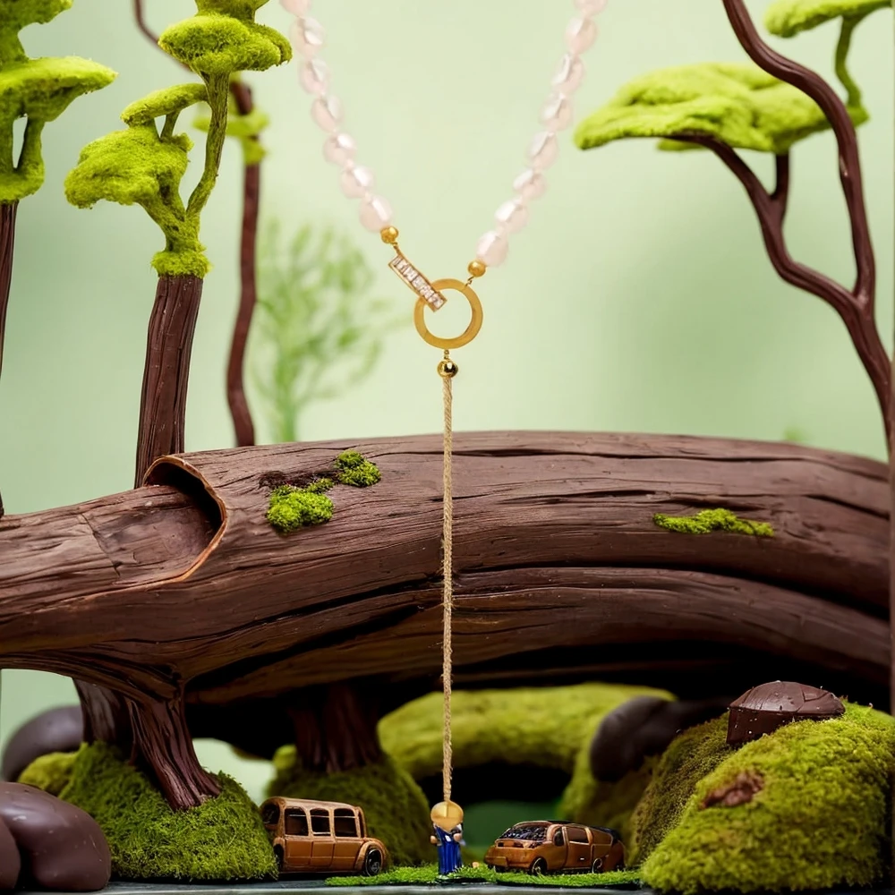 

Women's Necklace Retro Baroque Roman Numerals Zircon Double Ring Tassel Natural Freshwater Pearl Pendant Chain