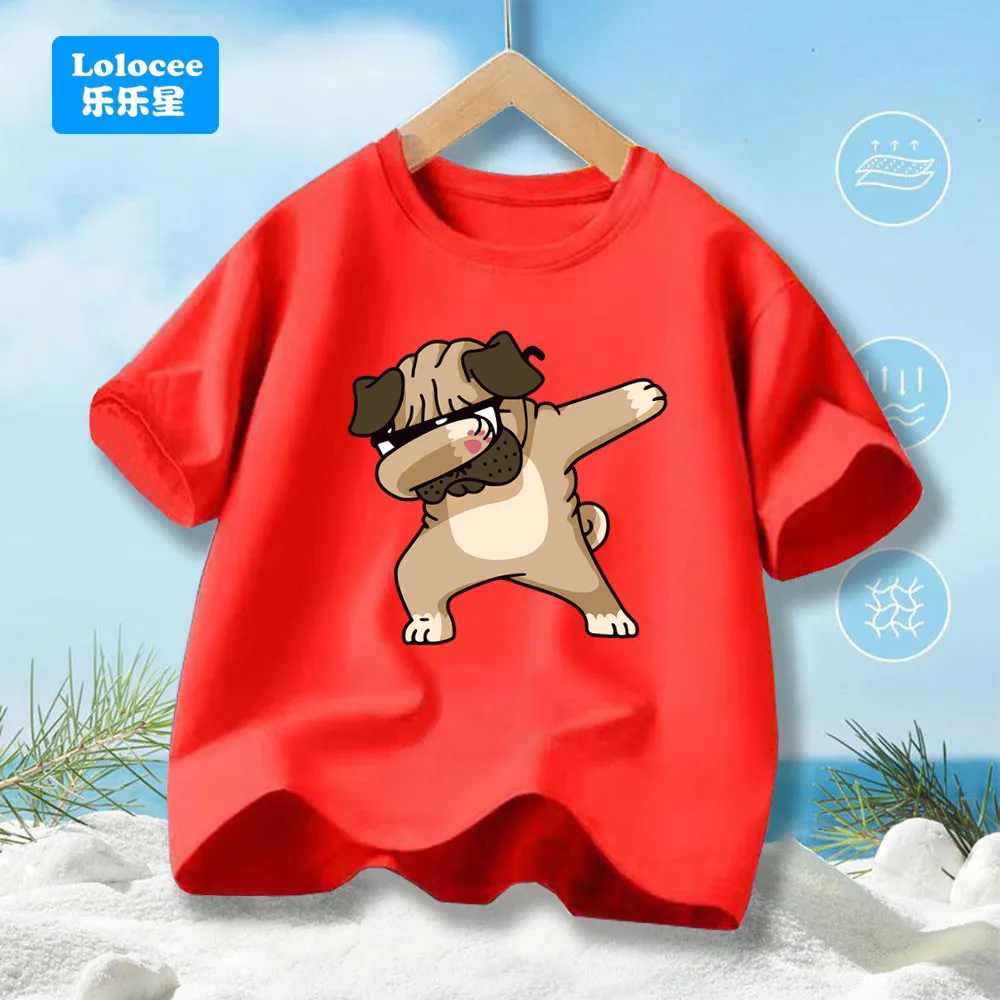 Funny Dabbing Dog Print French Bulldog T Shirt for Boys' Harajuku Short Sleeve T-shirt Kids Cotton Graphics Tshirt Tops GDB1