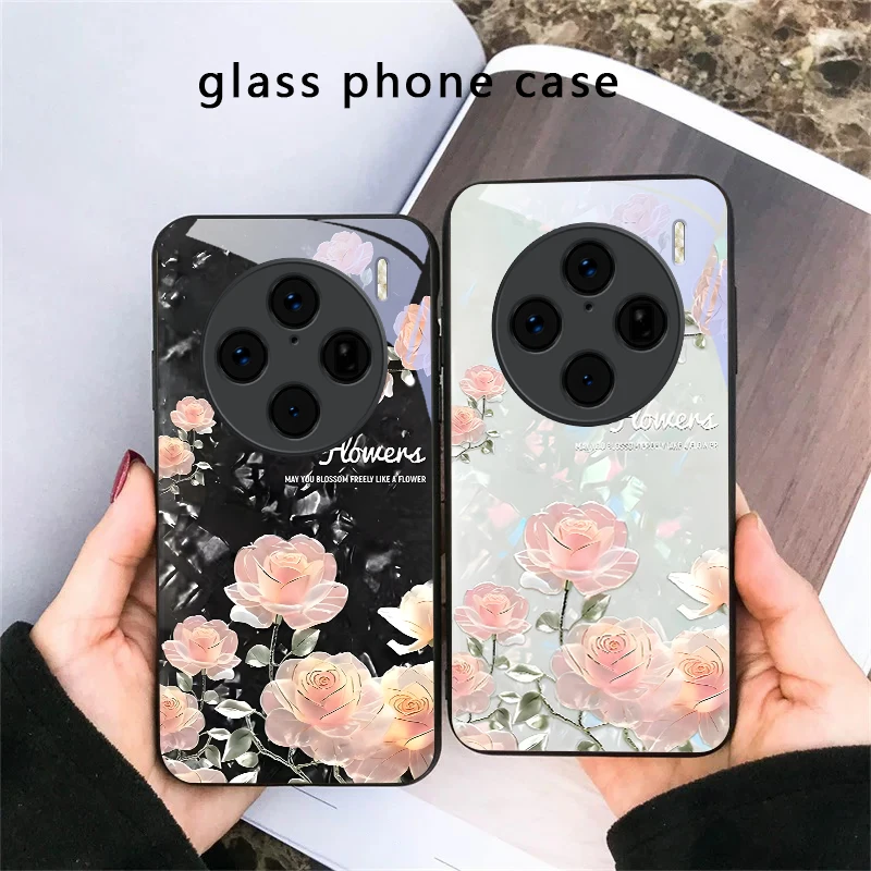 Night roses bloom freely For vivo V29 V23 V30 V25 V40 SE V21 V25E V23e X100 X70 X90 Pro+ X80 X200 Promini Black Glass Phone Case view 4