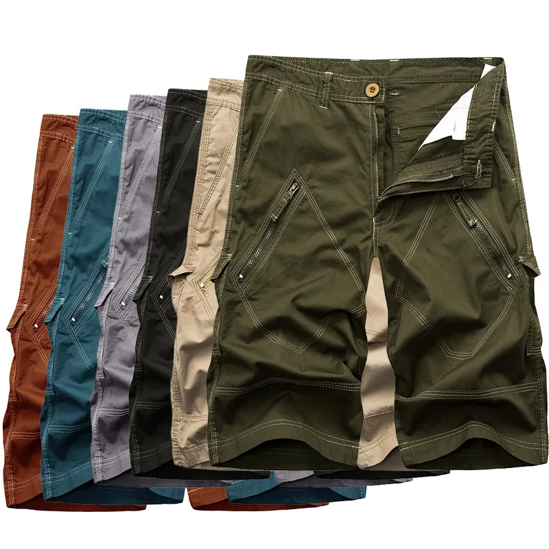 

2024 Summer New Men's European Size Work Shorts for Foreign Trade, Casual Loose Multi Pocket 5/4 Middle Pants