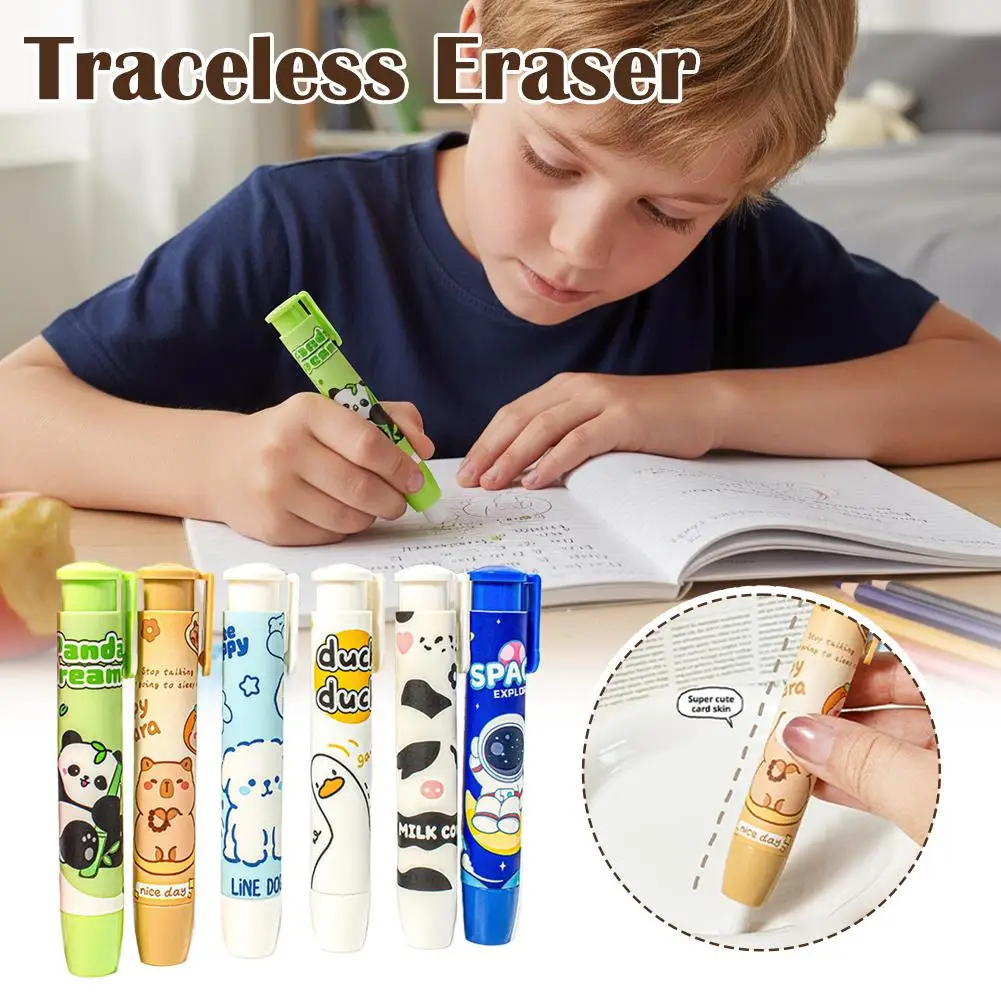 Kawaii Capybara Eraser Cute Cartoon Push Button Pencil Eraser, Leaves No Marks or Shavings, Fun Novelty School & Office Supplies