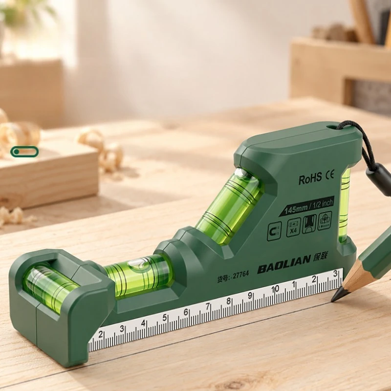 2D Mini Spirit Level High Precision Woodworking Installation Ruler Vertical & Bevel Level Multifunctional Balance Measuring Tool