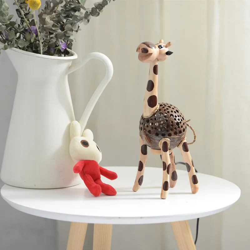 Creative desk lamp night light, giraffe gift, coconut shell lamp, bedroom bedside