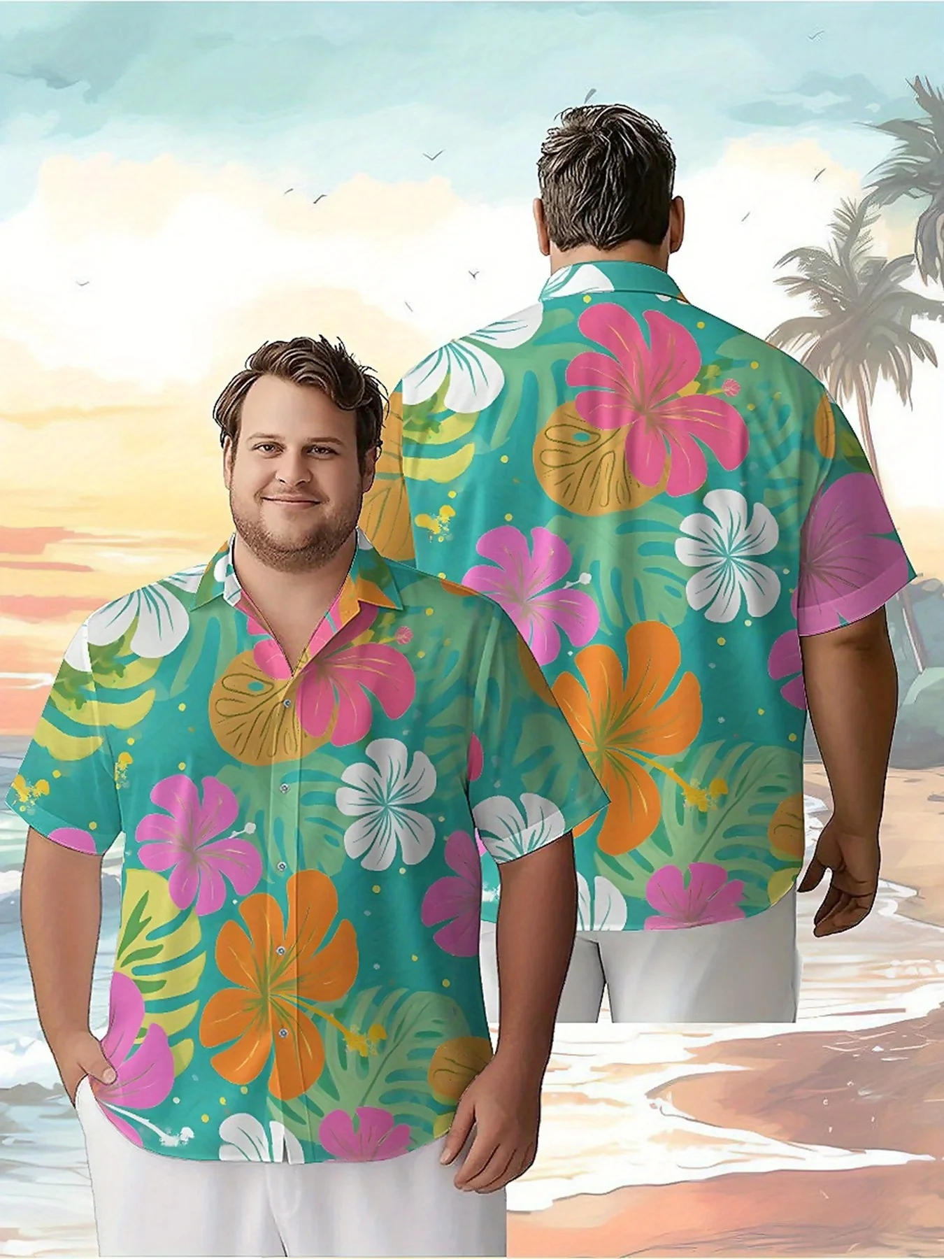 

Men's Plus Size Hawaiian Shirts Tropical Flower Prints Pattern,Unisex Baggy Aloha Shirts,summer Alternative Clothing