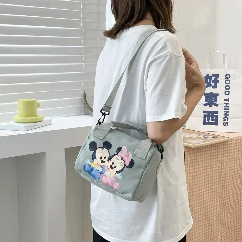 MINISO Disney Shoulder Bags Cartoons Mickey Mouse Casual Canvas Women Shopping Bag Cute Anime Fashion Light Messenger Bag New