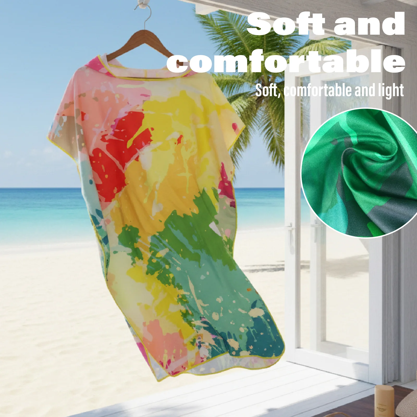 Oversized Hooded Changing Robe - Quick-Dry Beach Towel 90x110cm, Sun Protection Swim Surf Cover & Privacy Wrap