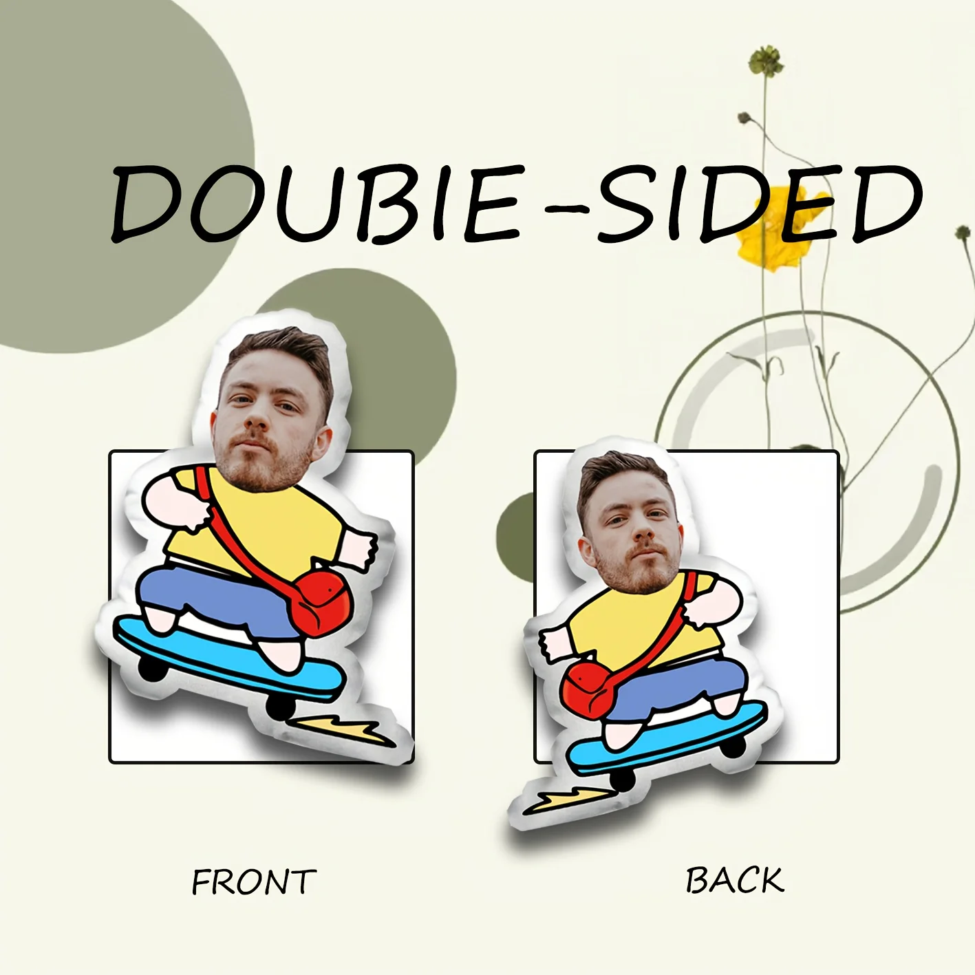 Custom Couple Photo Cushion - Personalized Single-sided Printing, Modern Style, Hand Washable, Zipper Closure, Polyester, Unique