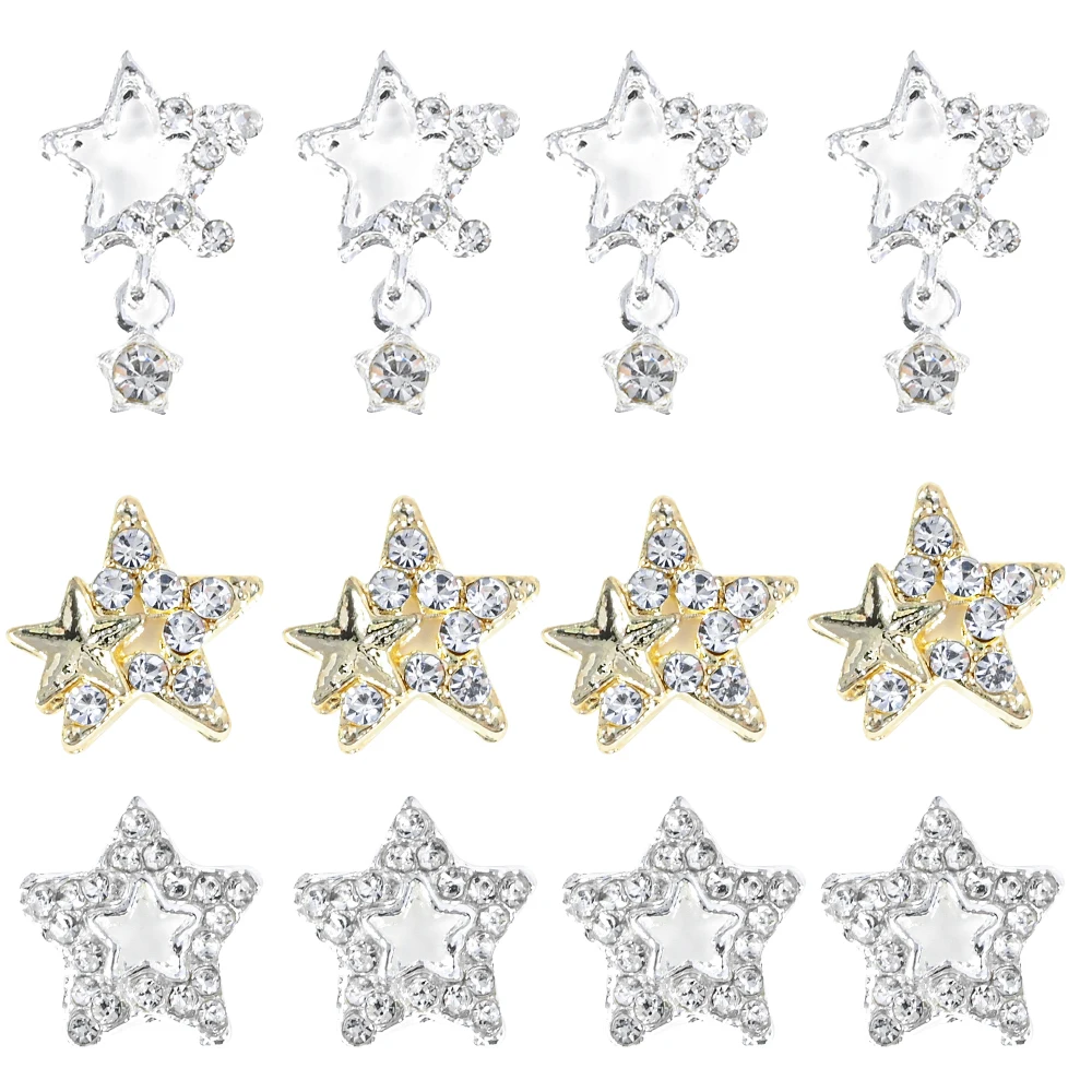 10pcs Dangle Star Charms Japanese Pentagram Star Nail Art Charm Super Shiny Handmade Pendant Luxury Nail Decoration Glitter Star