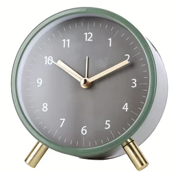 Minimalist style alarm clock, 4 inch ultra quiet non-ticking small clock, with night light, battery powered, simple design, vint
