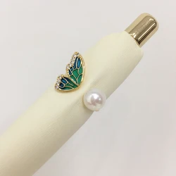 ZHBORUINI New Trendy Fine Pearl Ring Real Natural Pearl Enamel butterfly wings Ring Design Female Wedding jewelry Gift