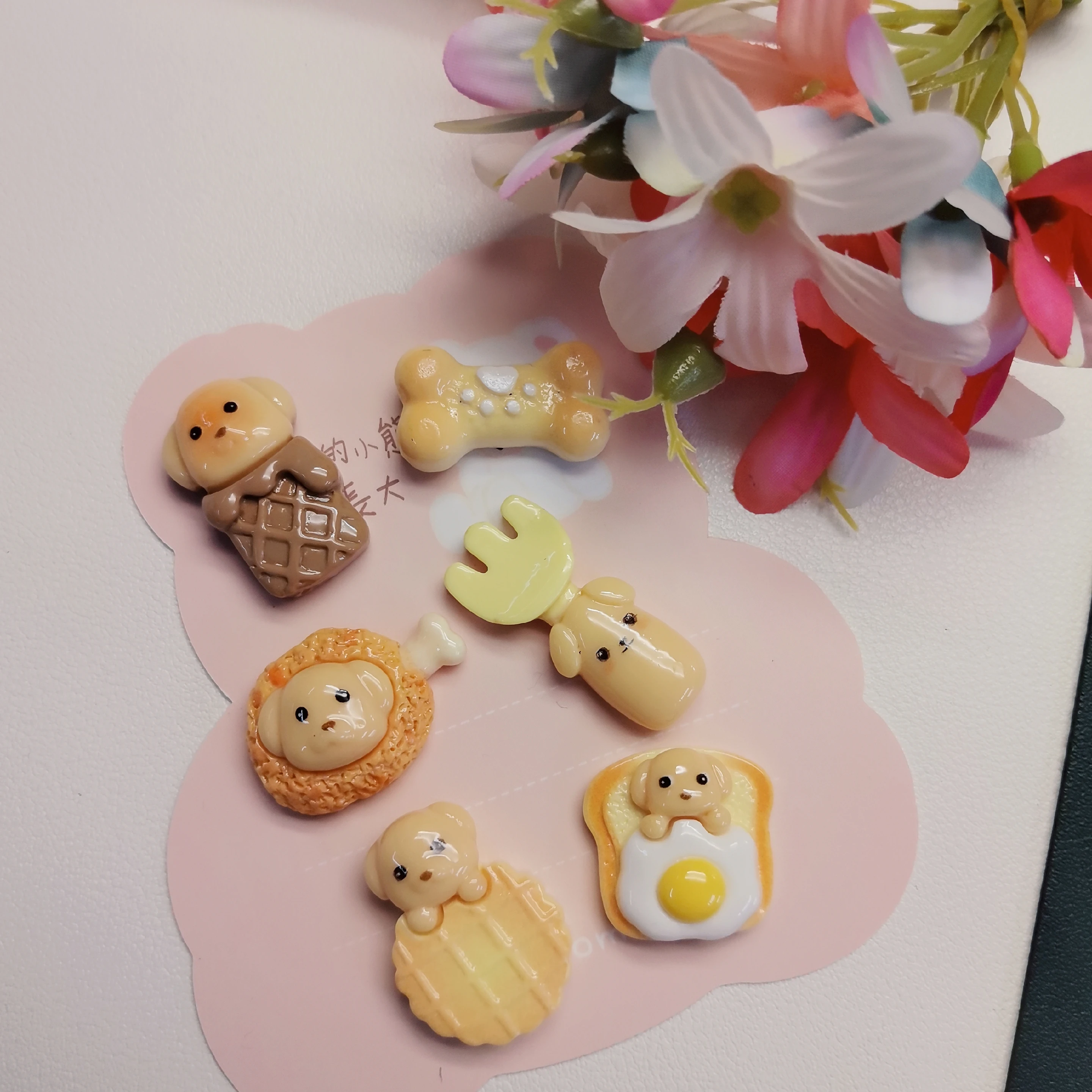 Kawaii Cartoon Dog Food Cookies Bread Flatback Resin Cabochon DIY Scrapbooking for Mini Kitchen Accessories