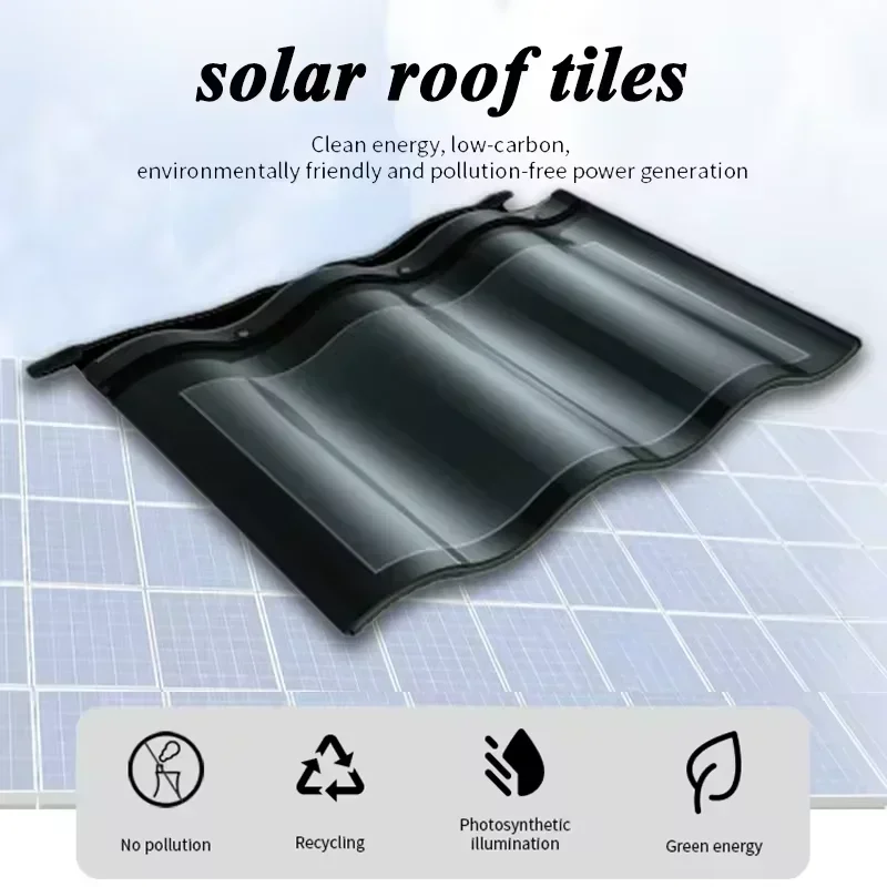 Solar roof curve tile 32W CIGS thin film photovoltaic solar energy  glass shingle panel solar tiles bipv