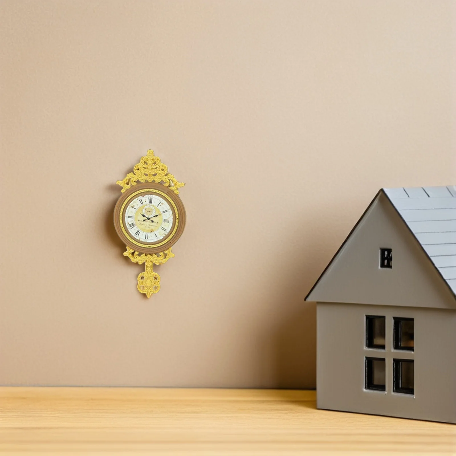 3 stuks retro wandklok decoratieve Romeinse cijfers hangende klok voor poppenhuismeubilair mini-scèneopstelling realistische huissimulatie